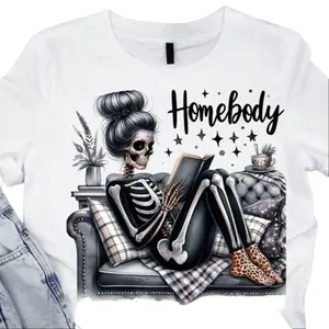 Cotton Short Sleeve  T-Shirt HOMEBODY GLITTER SKELLY unisex super soft comfort tshirt