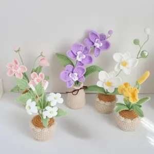 crochet Orchid, crochet flower in pot, housewarming gift, desk decoration, room decoration, handmade flower, gift for her, house decor