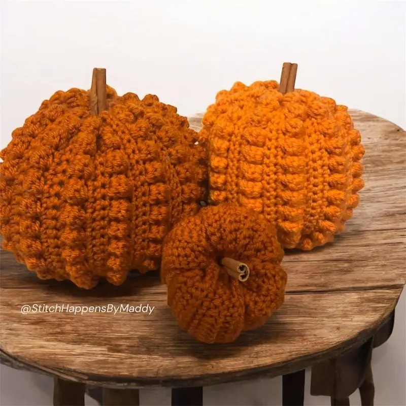 StitchHappensByMaddy Assorted Crochet Pumpkin Decor - Fall Decor for Seasonal Home Decor