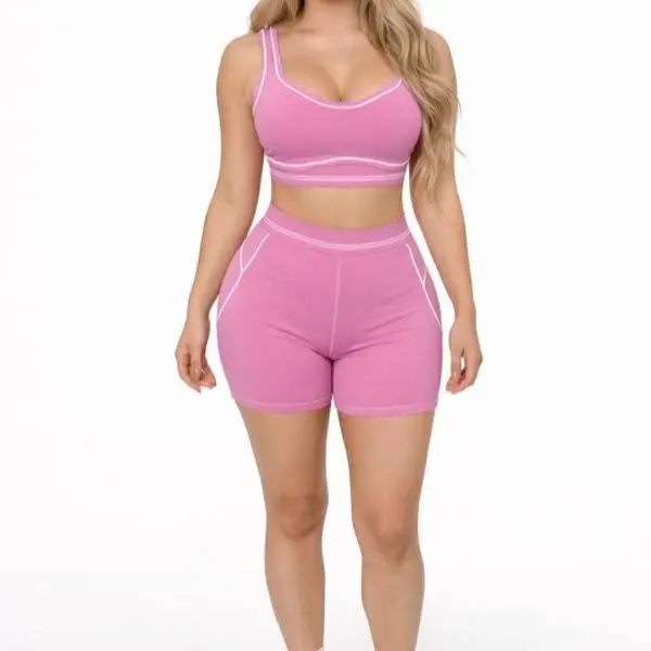 ROSI SET -Sports set featuring a bra with white trim and matching shorts.