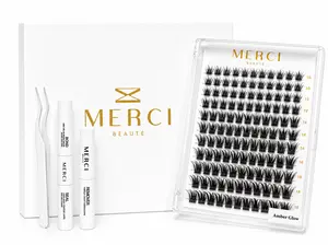 Amber Glow DIY Lash Extension Kit – 108 Clusters | Up to 15 days wear  Bond & Seal + Remover + Tweezers | Latex-Free | 10–18 mm