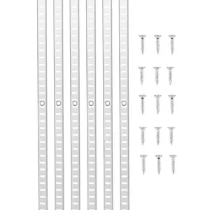 Shelf Track System: 72.3-Inch Steel Wall Mounted Adjustable Shelf Pilaster With 20-Pack Rails, Heavy-Duty, Powder-Coated Finish, Industrial Garage Storage Organizer, Modular Slotted Track For Easy Installation And Reliable Support