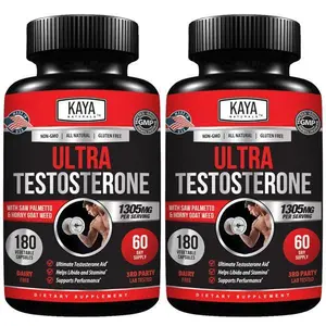 HOT! Kaya Naturals UltraTest- Men's T Booster with Tongkat Ali, Horny Goat Weed, Tribulus - Natural Workout Supplement for Energy, Stamina, and Strength Booster - 180 Count (Pack of 2)