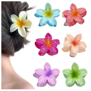 6PCS Flower Hair Clips for Girls Women,Large Strong Hold Non Slip for Thick Hair, Flower Claw Clips Hawaiian for Holiday Gifts.