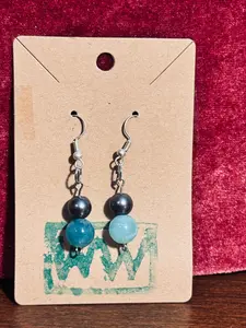 Handcrafted Pearl, Agate, & Aquamarine Quartz Statement Drop Dangle Earrings – Upcycled Eco-Friendly Jewelry