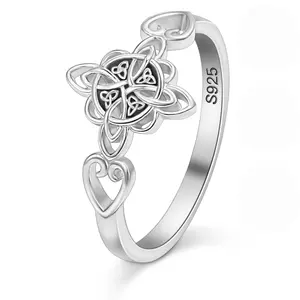 925 Stylish Heart Celtic Knot Ring, Vintage and Elegant Ring Jewelry for Women, Couple Ring Spiritual Jewelry Gift for Daily Wear and Party, Valentine's Day Birthday Gift