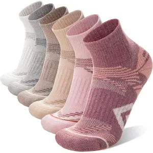 6 Pairs Merino Wool Quarter Ankle Hiking Running Socks Compression Thermal Thick Cushion Socks for Women Men