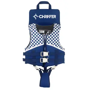 Chriffer Kids Swim Clothes for 20-70 Pounds Boys & Girls Easy On Off Zipper 50N Checkered Pattern Floaties Jackets for Ages 2-8 Beach Pool Water Park