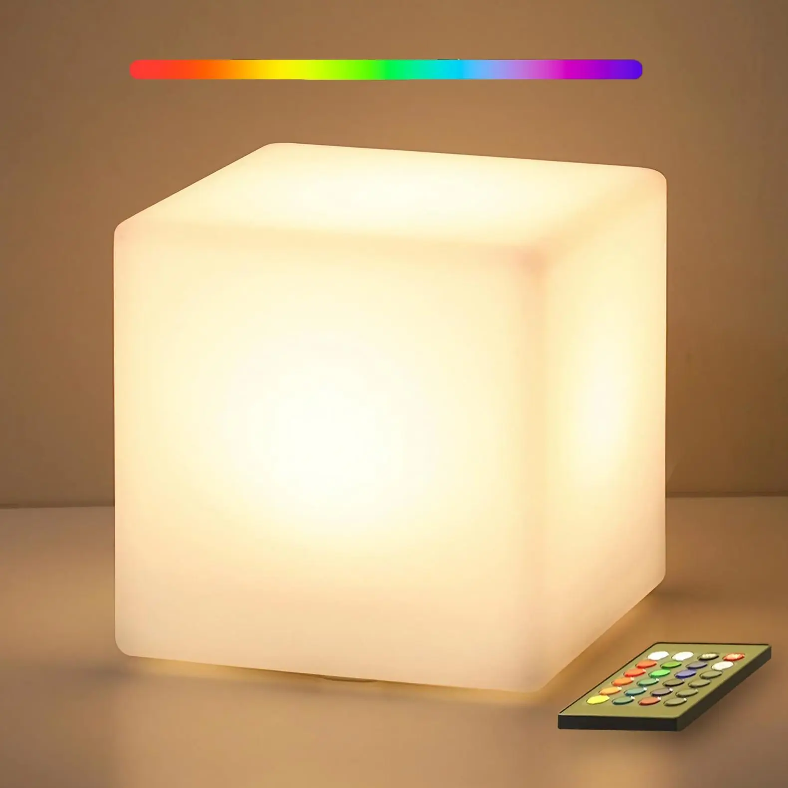 Rechargeable LED Cube Night Light, RGB Color Changing Table Lamp with Remote Control, Decorative Light for Home Bedroom Living Room, Led Desk Lamp, Home Lighting, LED Decoration Lamp, Bedroom Led Lights
