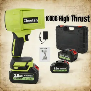 Cheetah Cordless Turbo Jet Leaf Blower 1000G/1500G High-Power Brushless Motor 680W Pure Copper Motor Adjustable Speed 0-32000r/min for Car Drying Dust Cleaning Snow Removal Handheld Lightweight Outdoor Garage Use Gift