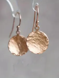 Antique Round Hammered Texture Pendant Earrings, Cute Simple Style, Zinc Alloy Jewelry, Perfect for Daily Casual Wear, Lightweight Earring