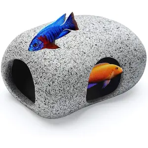 Aquarium Hideaway Rocks for Small Fishes, Shrimps to Breed, Play and Rest, Safe and Non-toxic Ceramic Fish Tank Ornaments, Hideout Stone for Betta