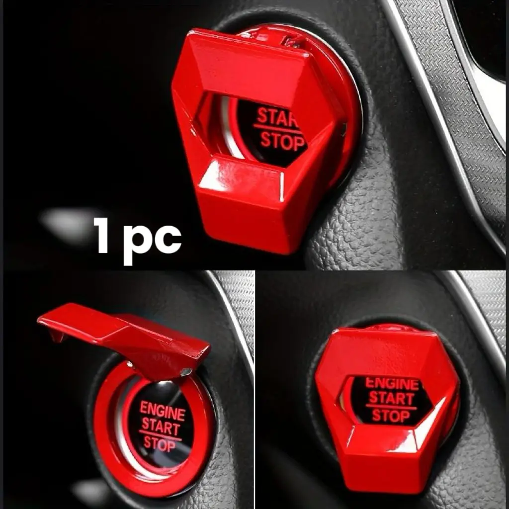 One-Button Start Button Cover with Ignition Lock, Zinc Alloy Material, Carbon Fiber Design, Compatible with Most Cars Suvs Trucks, Car Accessories Interior, Auto Accessories