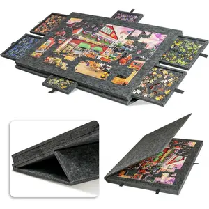 6-In-1 Puzzle Table With Bracket, Suitable For 1000/1500 Pieces, 6 Drawers Portable Puzzle Table Puzzle Board, Felt Integrated Puzzle Board
