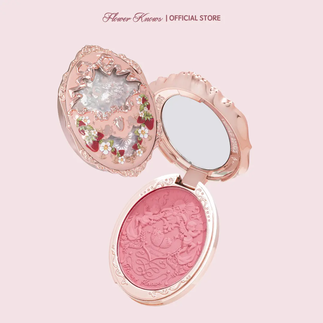 Flower Knows Strawberry Rococo Embossed Blush, Long-Lasting Silky Powder Cosmetic with Sakura Fragrance, French Matte Finish, Apricot Shade, 5g Flower Knows Strawberry Rococo Embossed Blush, Long-Lasting Silky Powder Cosmetic with Sakura Fragrance, French Matte Finish, Apricot Shade, 5g