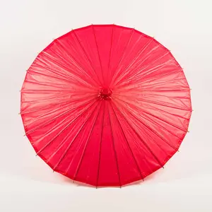 32 Inch Red Paper Parasol Umbrella with Elegant Handle