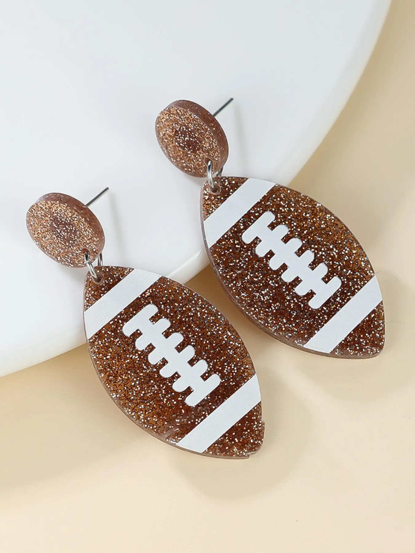 Rugby Design Dangle Earrings, Dangling Earrings, Statement Earrings, 1 Pair Fashionable Acrylic Drop Earrings for Women & Girls for Party, Daily Clothing Decor, Trendy All-match & Exquisite Jewelry for Birthday Gift, Ear Studs