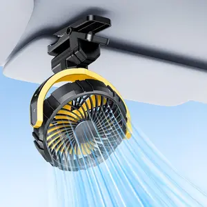 Car Fan 5V USB Small Clip on Sun Visor Fan for Front/Rear Seat, 2000mAh Rechargeable Battery Powered Quiet Personal Cooling Fans That Blow Cold Air, for Vehicle, Van, Suv, Rv, Truck, Camping