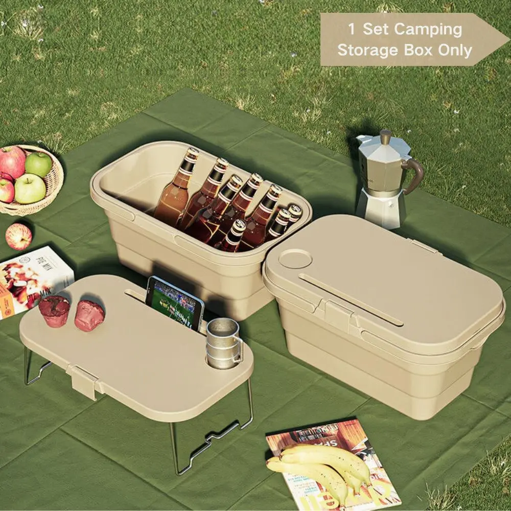 Foldable Outdoor Picnic Basket, Portable Large Capacity Multi-Functional Storage Box, Camping Hiking Handheld Bucket, Campsite Use, Camping Supplies