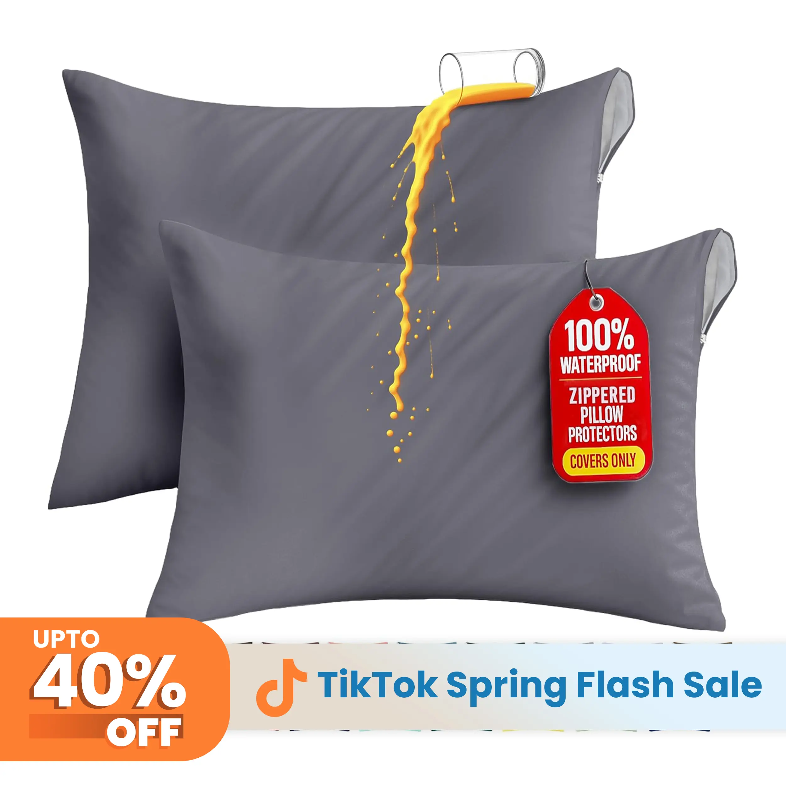 Utopia Bedding Jersey Fabric Pillow Protectors - 100% Waterproof Zippered Encasement Cases, Bed Bug & Dust Mite Proof, Allergy-Free, Machine-Washable with Tumble Care Compatibility