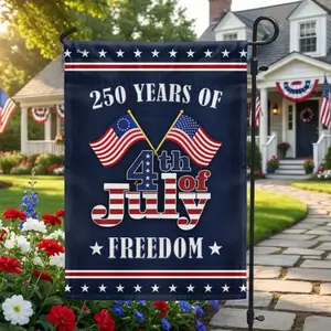 250 Years Of Freedom Garden Flag ( without the flag hanger/holder ), 4th Of July Patriotic USA Decor 1776–2026, American Flag Yard Banner Outdoor Lawn Independence Day Home Decor