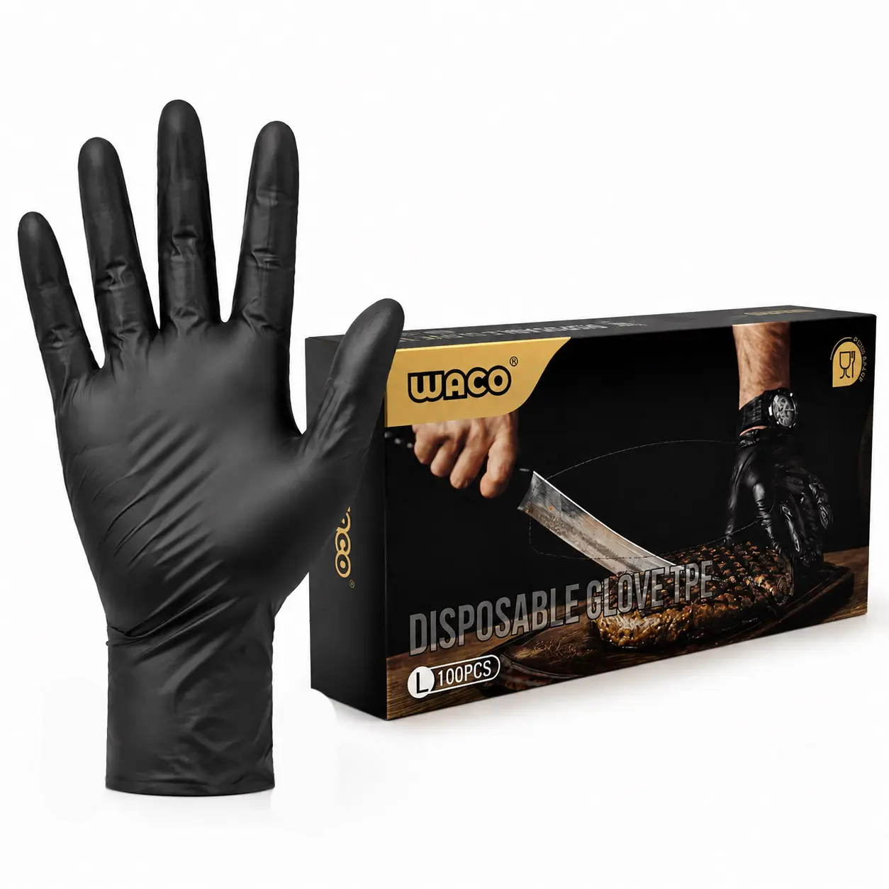 【TikTokShopBackToSchool】 Black TPE Disposable Gloves , Powder Free Latex Free Waterproof Oil Resistant Gloves for Cooking, Cleaning, Dishwashing, Auto Repair, Mechanics, Touchscreen, Hair Coloring, Manicure, Industrial Work, Textured Grip