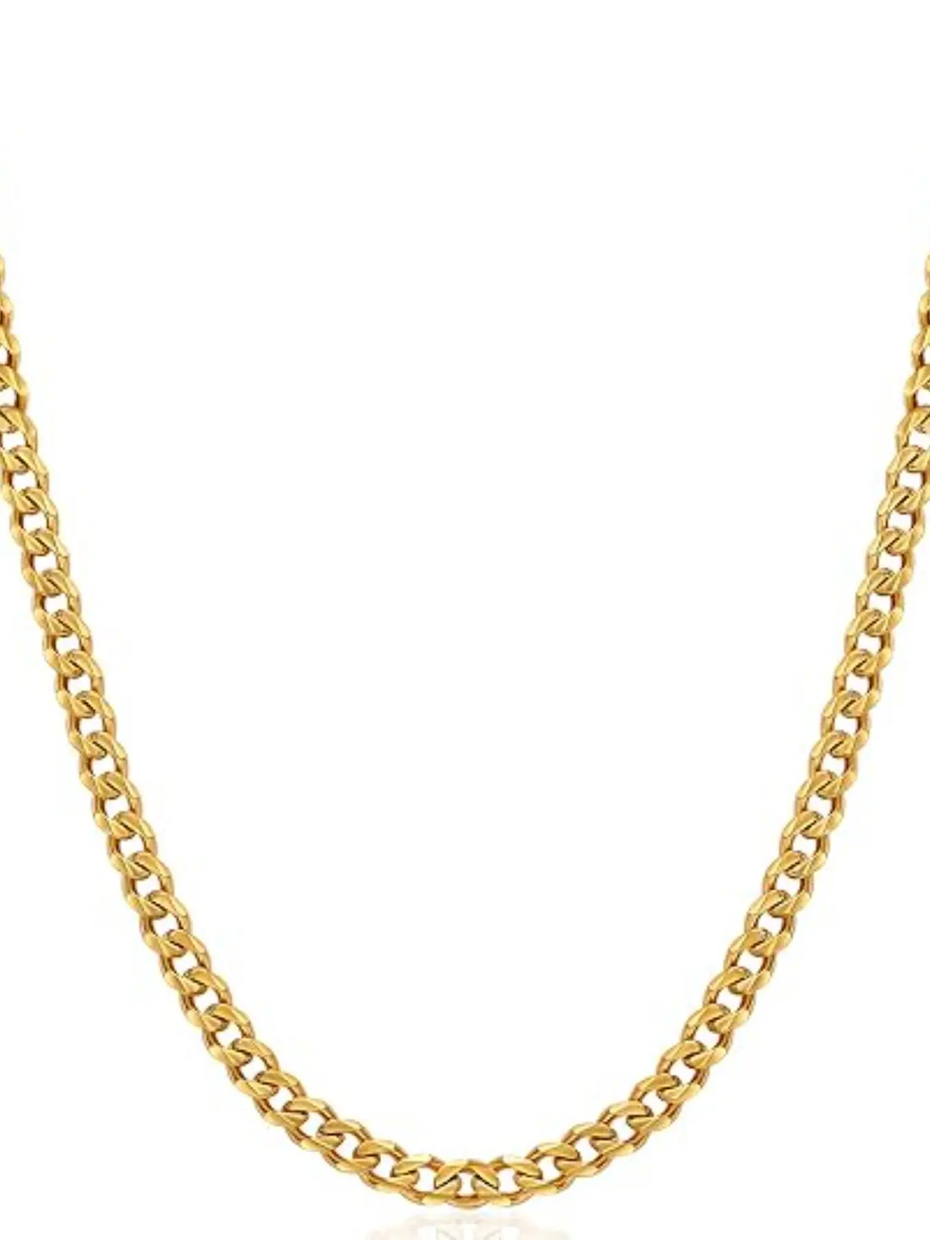 Unisex Cuban Chain Necklace, 14k Gold Plated, 3.5mm Width, Suitable for Men & Boys, Versatile Jewelry Accessory, Cuban Link Necklace, Cuban Style Chain