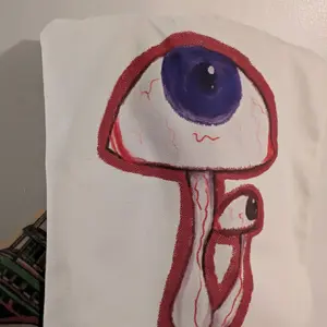 Handmade Eye drawing Tote bag Blue and brown