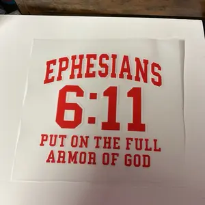 DTF Transfers Ephesians6:11 Put On The Full Armor of God Inspirational Christian Apparel Design