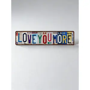 2D Flat Vintage "Love You More" Wall Decor, Street Style Signs for Home Bar & Coffee Shop, Rustic Iron Metal Tin Sign, 16x4 Inch Retro Style Decoration
