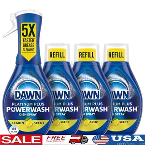 Powerwash Spray Dish Soap Dishwashing Liquid Cleaning Supplies Lemon 1 Starter Kit 3 Refills 64 Fl Oz