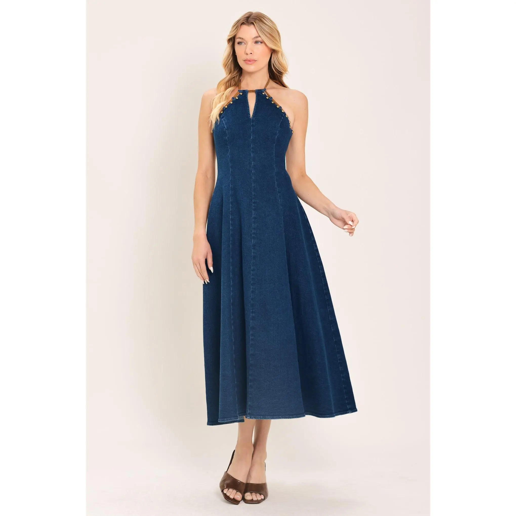 AMERICANA BELLE DENIM MIDI DRESS