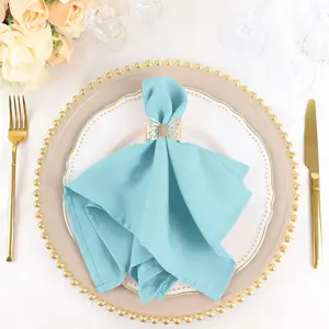 5 Pack Polyester Napkins 17"x17" Light Blue - Wrinkle Resistant & Easy Care Cloth Napkins