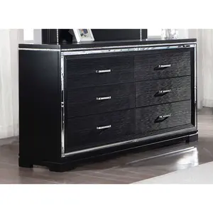 Cappola Silver and Black 6 Drawer Dresser