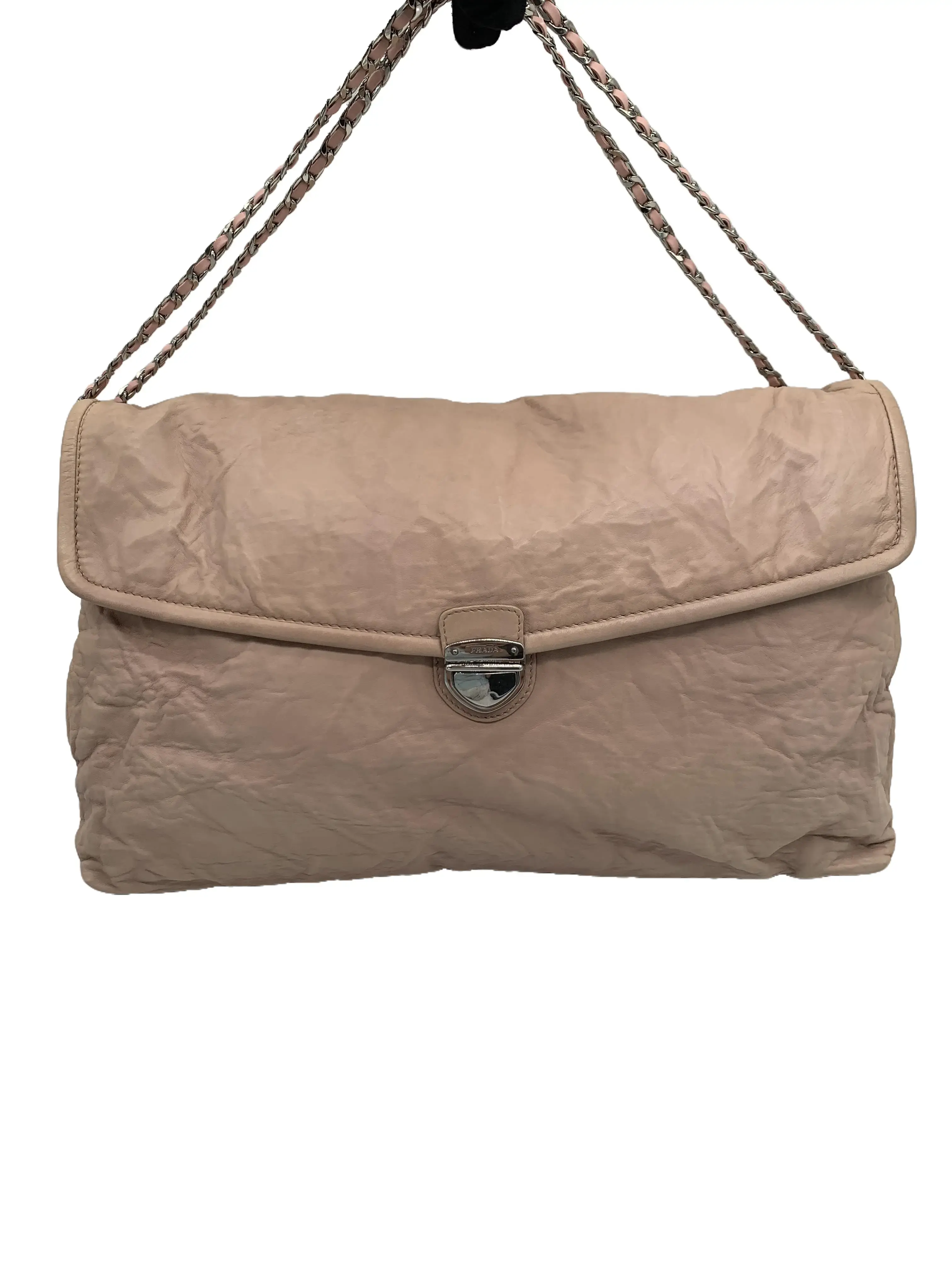 Pre-owned PRADA Pink Leather Envelope Clutch/wj07117010/7010