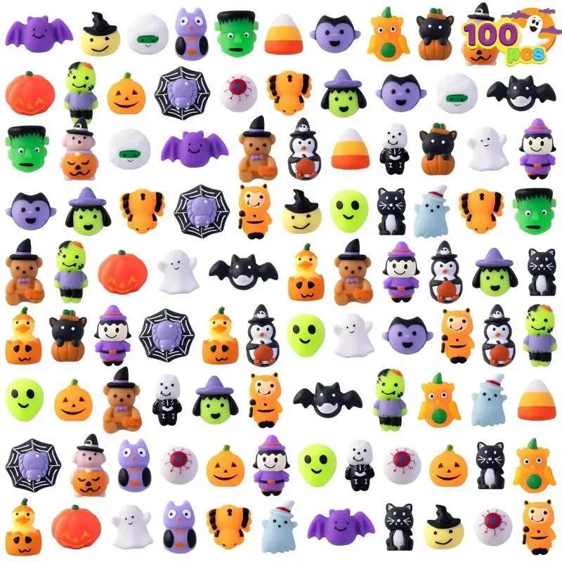 30/60/90PCS Halloween Mochi Squishies, Mini Spooky Party Favors, Non-Candy Trick-or-Treat Bag Fillers, Classroom Prizes, Goodie Bag Stuffers & Halloween Gifts