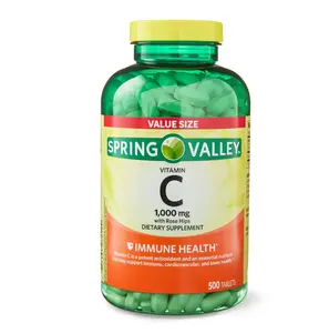 Spring Valley Vitamin C with Rose Hips Tablets Dietary Supplement Value Size, 1,000 mg, 500 Count