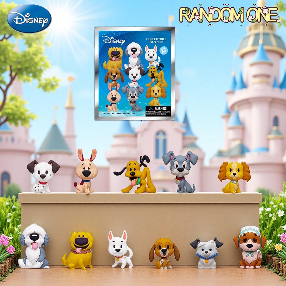 Disney Cute Dog Blind Bag 1PC Officially Licensed PVC Keychain Blind Box 3D Figurine Bag Clip Charms Anime Figure Collector Keyring Backpack Decor Lucky Little Brother Pluto Tramp Lady Max Dug Bolt Copper Percy Nana