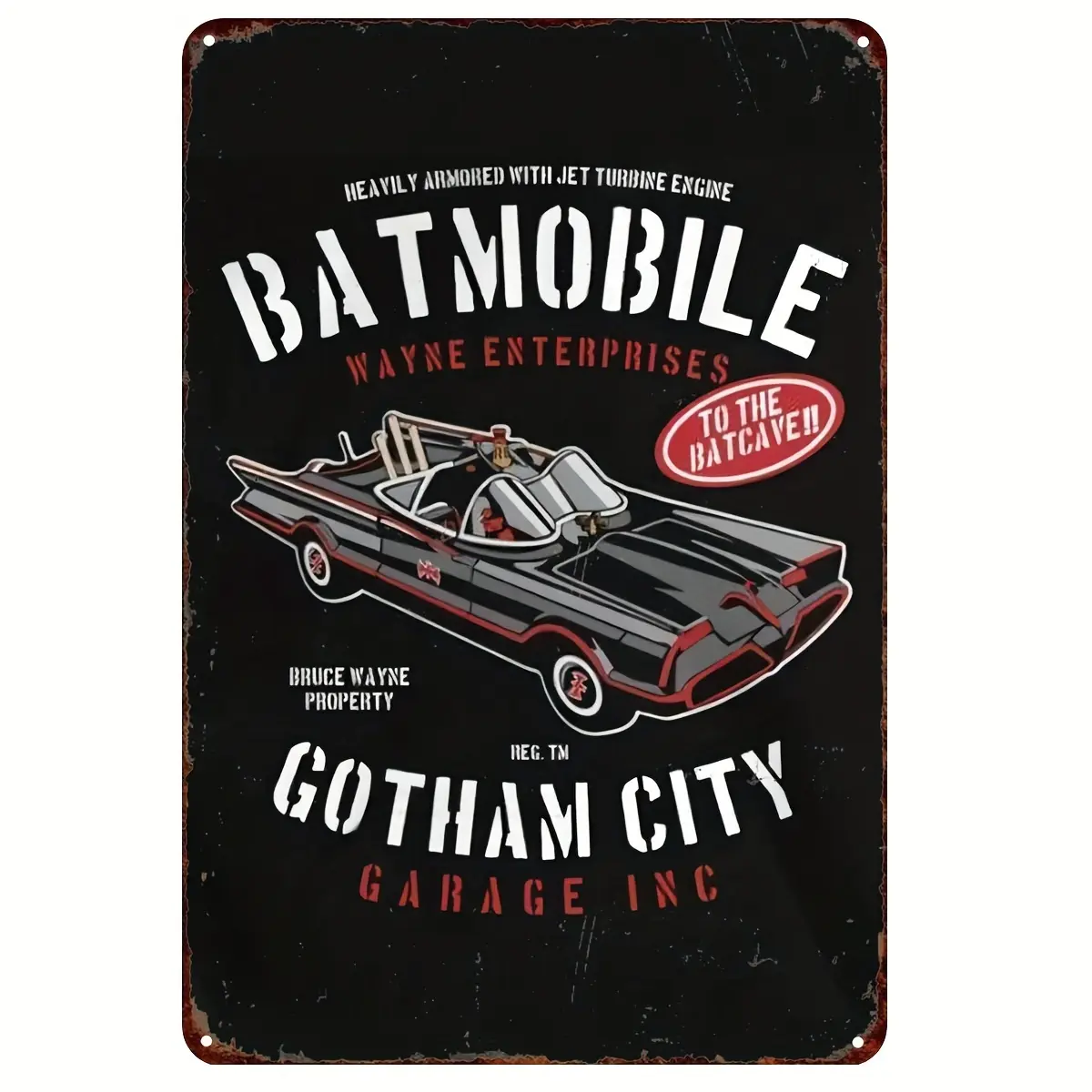 Batmobile Gotham Garage Decorative Metal Sign - 8"x12" (20cm x 30cm) - Iron Plate Artwork - Gift for Car Enthusiasts
