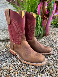 Anderson Bean Men's Geronimo Bison/Red Hot Waxy Kudu Square Toe Cowboy Boots 339582