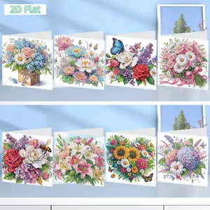 2D FLAT8PCS DIY Diamond Painting Greeting Card Set Rhinestone Diamond Art Mosaic Postcards Diamond Art Greeting Cards for Birthdays ThDIY Diamond Painting Kit for Adults & Beginners, No Skills Needed. Sparkling Art to Brighten Rooms & Perfect Festive Gift