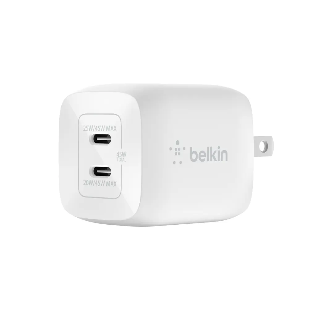 Belkin BoostCharge Pro Dual USB-C GaN Wall Charger with PPS 45W Belkin BoostCharge Pro Dual USB-C GaN Wall Charger with PPS 45W