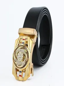 Men's belt, elegant popular automatic buckle belt, high-end versatile simple belt for men for all seasons (rhinestone whirlwind style)