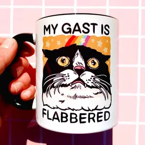 [Sale Up To 50%] Funny Cat Mug Quirky Gift Idea Goofy Cat Lover Mug Pet Lover Coffee Cup Vet Mug Meme Hilarious Mug Exchange Gift White Elephant Sarcastic