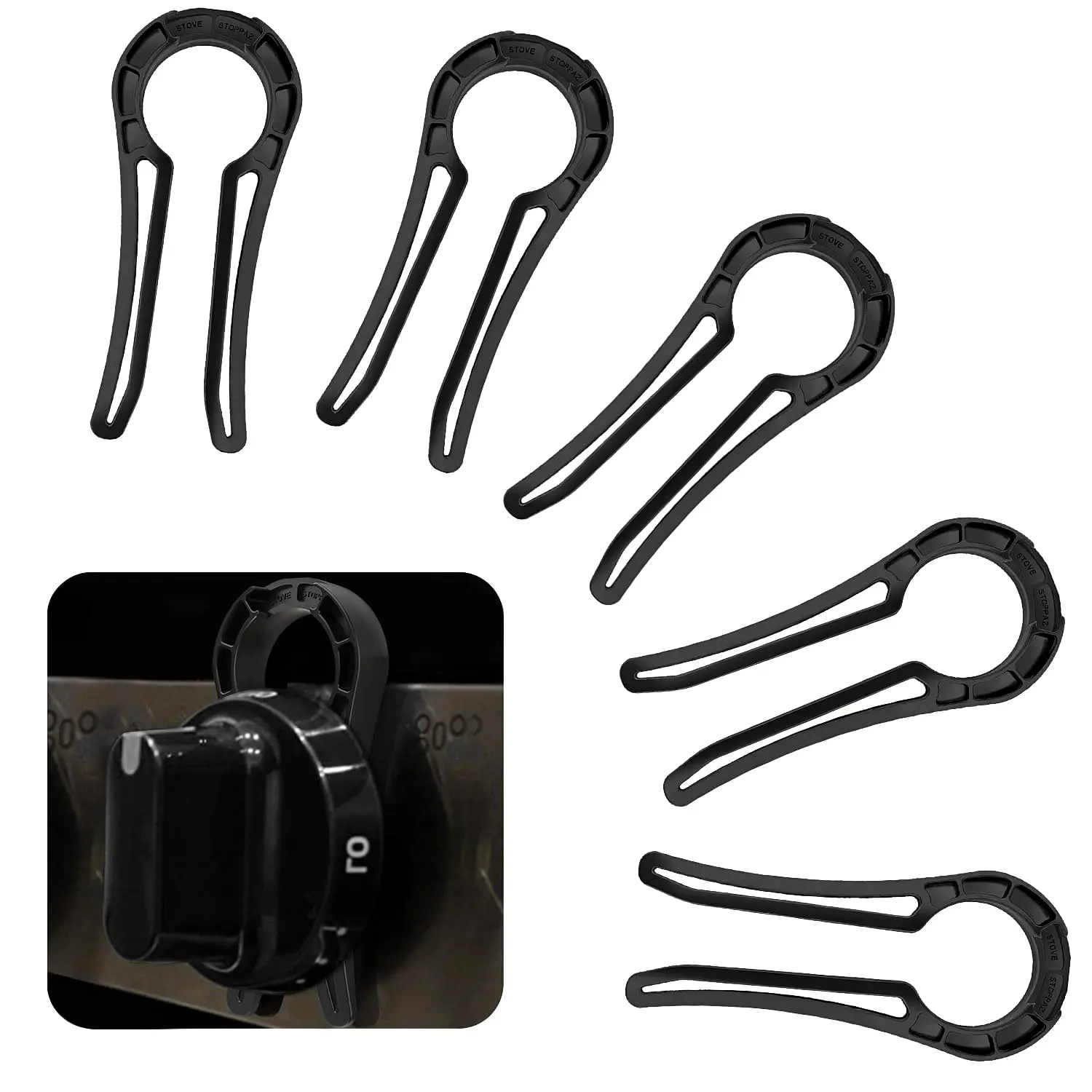 Gas Stove Knob Lock  Proof Oven Knobs Covers For Safety (5 Pack) Black...