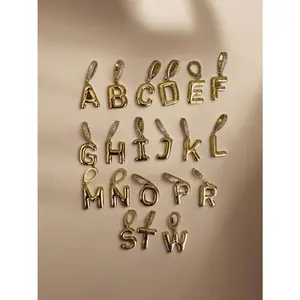 Bubble Letter Charm With CZ Pendant Top