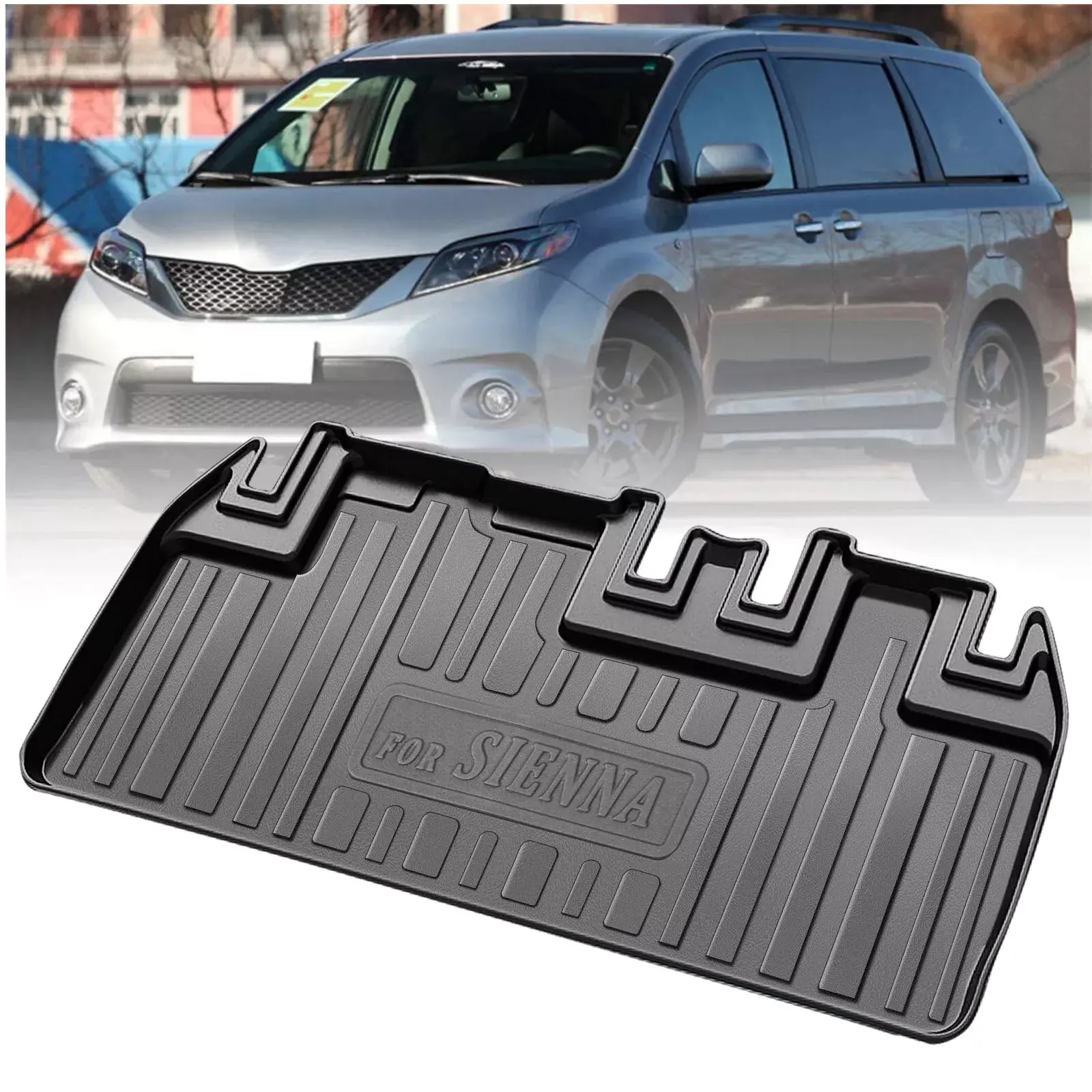 Rear Trunk Mat Cargo Liner Tray Protect All Weather for 2011-2020 Toyota SIENNA TPE+XPE Black 49*25 in Car Interior Accessory Car Interior Accessory