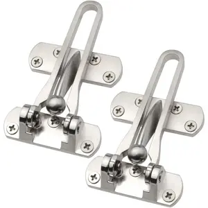 Home Security Door Lock, 2 Pack Latch Guard Clasp Front Door Locks for Kids, Home Reinforcement Lock for Swing-in Doors, Hotel Door Latches, Thicken Solid Aluminium Alloy, Satin Nickel