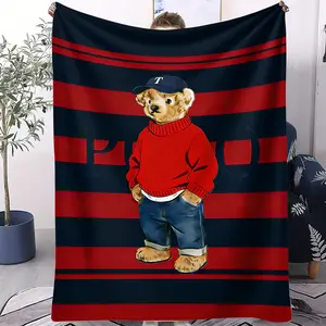 Bear printed pattern blanket, suitable for all seasons, suitable for beds, sofas, cars, room decorations, and gifts, suitable for children or adults