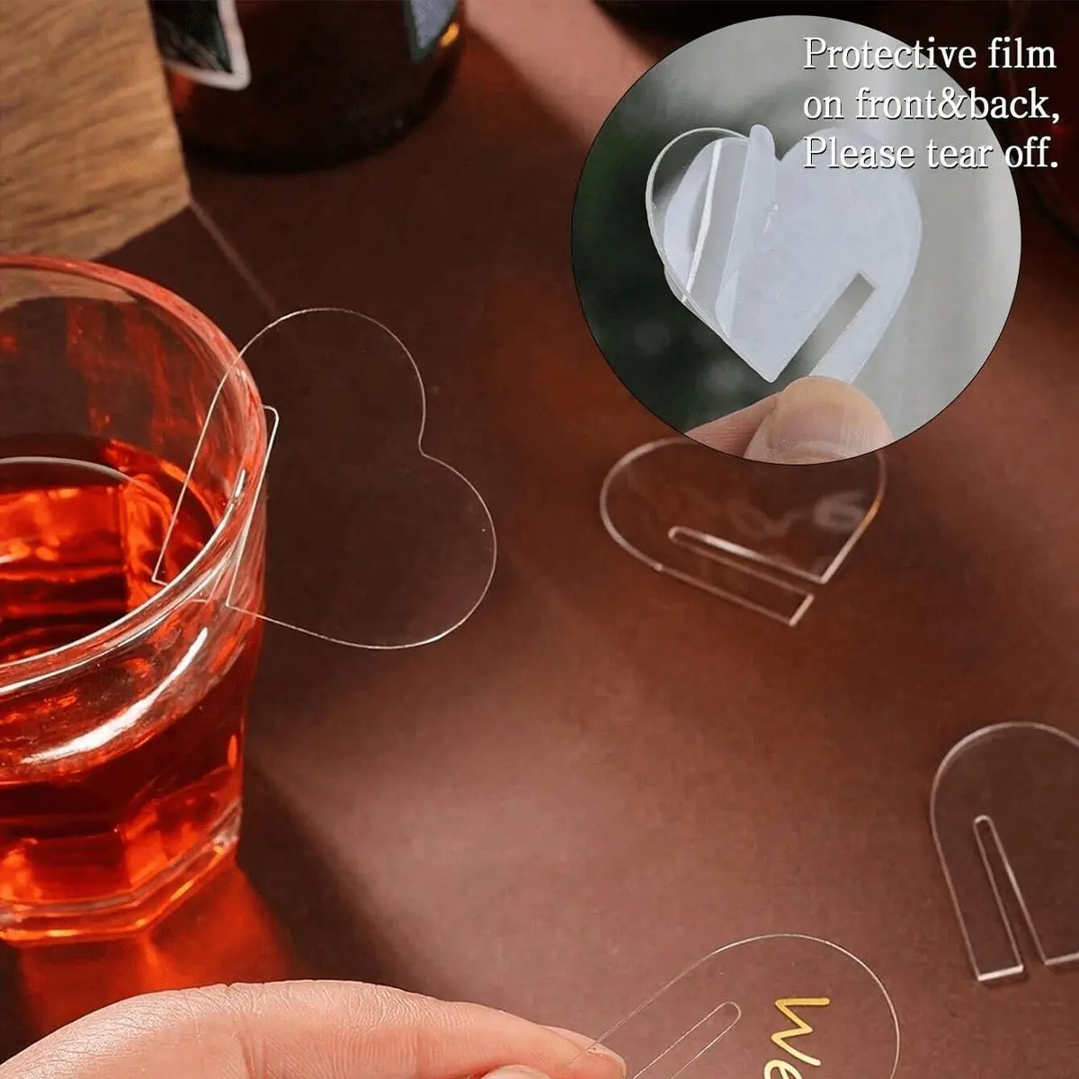 30-Piece Acrylic Round Drink Cup Decor Set, Wedding Markers, Champagne Glass Decoration, Ideal Gift for Anniversaries, Valentine's Day, Birthdays, Drinkware